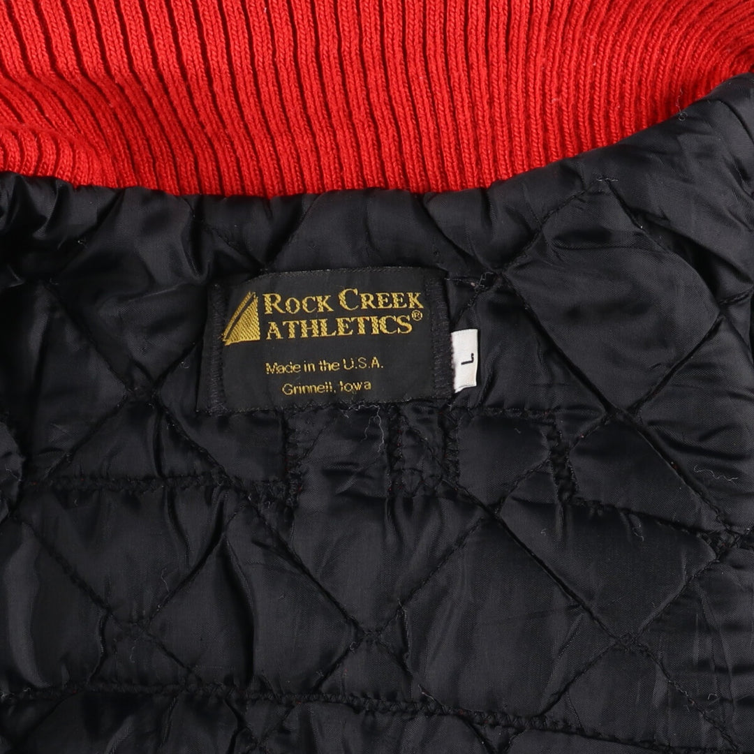 90s~ ROCK CREEK ATHLETICS Sleeve Leather Wool Button Varsity Jacket Made in USA Men's L size /eaa513058