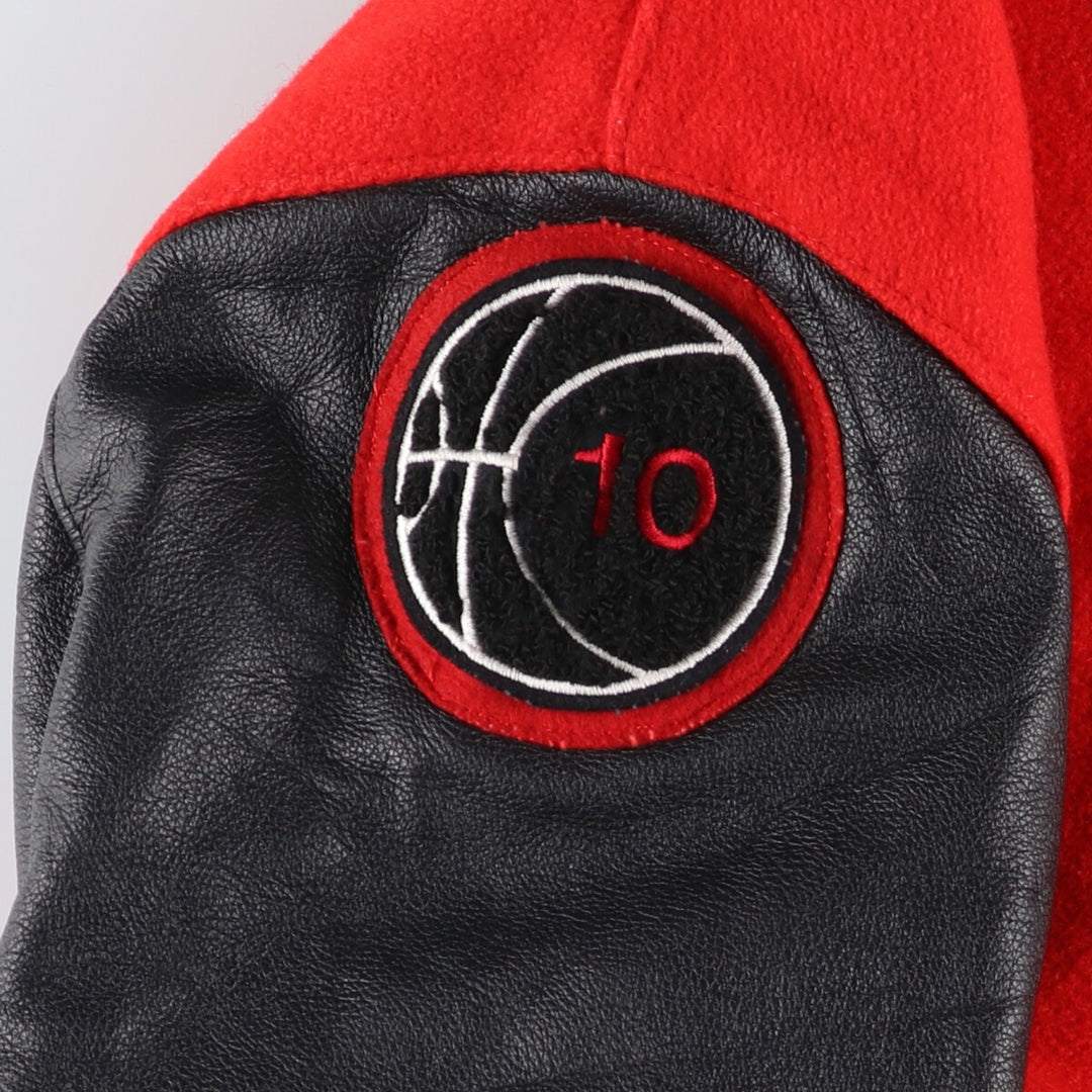 90s~ ROCK CREEK ATHLETICS Sleeve Leather Wool Button Varsity Jacket Made in USA Men's L size /eaa513058