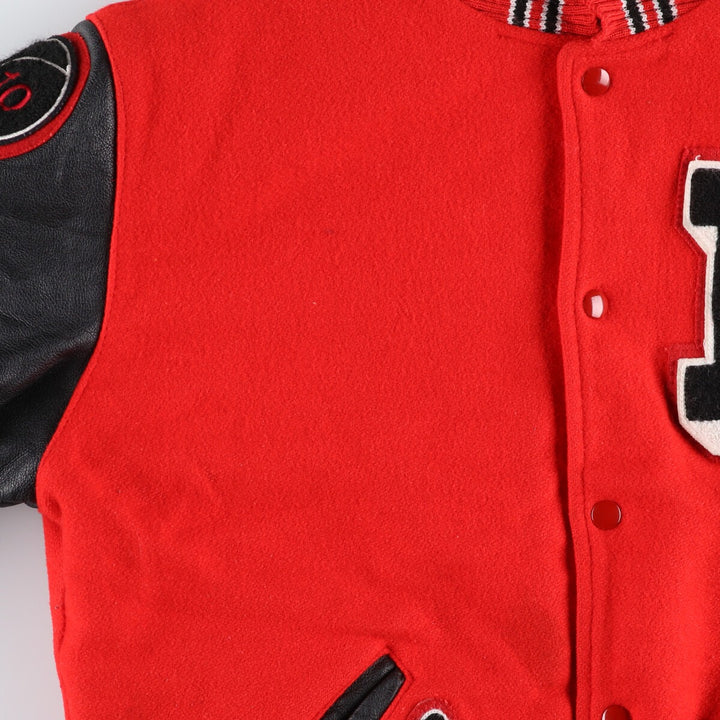 90s~ ROCK CREEK ATHLETICS Sleeve Leather Wool Button Varsity Jacket Made in USA Men's L size /eaa513058