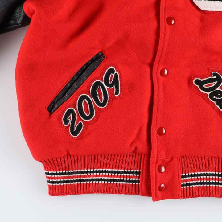 90s~ ROCK CREEK ATHLETICS Sleeve Leather Wool Button Varsity Jacket Made in USA Men's L size /eaa513058