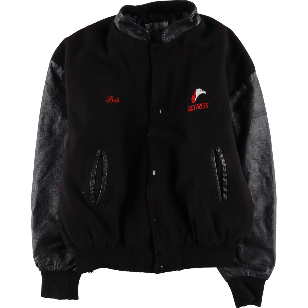 90'S CANADA SPORTSWEAR Padded Leather Sleeve Wool Button Varsity Jacket Made in Canada Men's XL /eaa513061