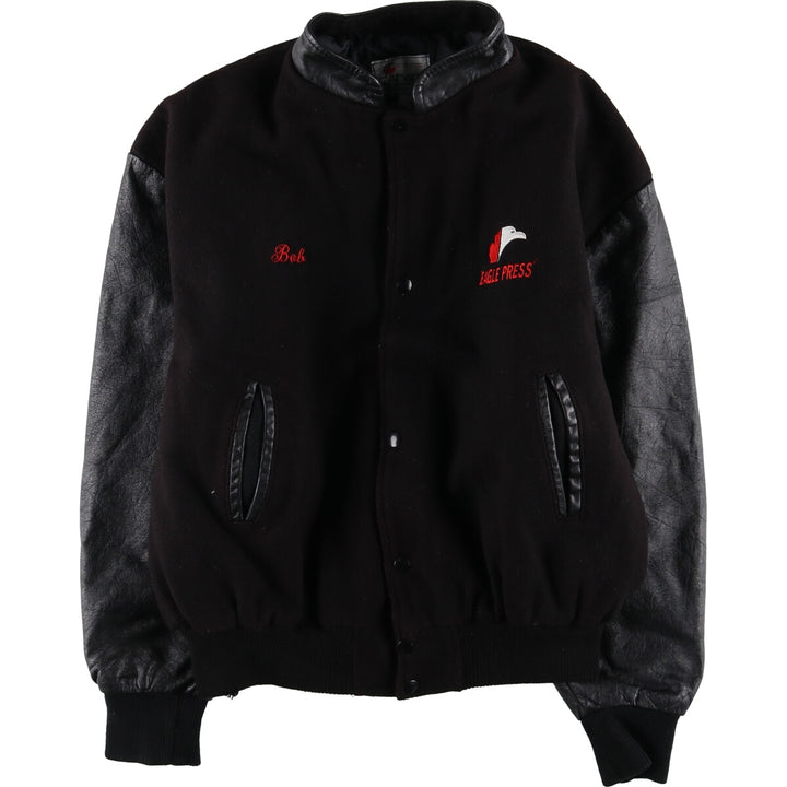 90'S CANADA SPORTSWEAR Padded Leather Sleeve Wool Button Varsity Jacket Made in Canada Men's XL /eaa513061