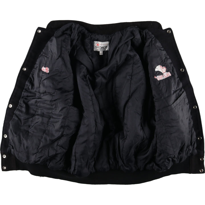 90'S CANADA SPORTSWEAR Padded Leather Sleeve Wool Button Varsity Jacket Made in Canada Men's XL /eaa513061