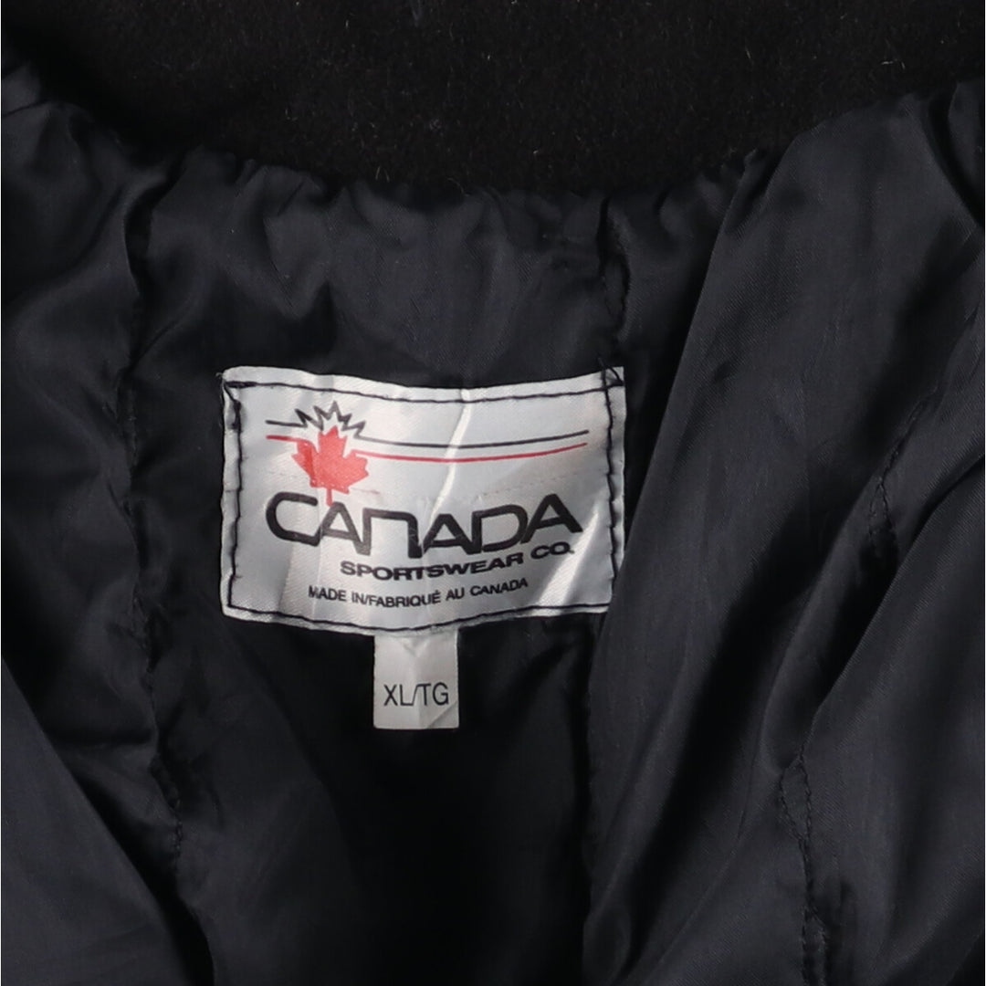 90'S CANADA SPORTSWEAR Padded Leather Sleeve Wool Button Varsity Jacket Made in Canada Men's XL /eaa513061