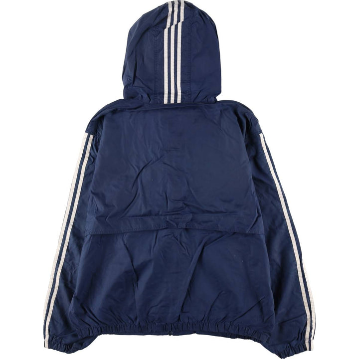 Vintage 90'S Adidas nylon hoodie, size L, men's Nylon navy blue type Vintage Second Hand