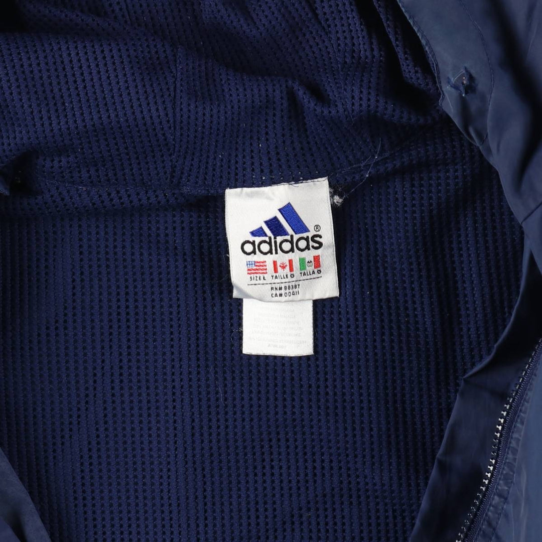Vintage 90'S Adidas nylon hoodie, size L, men's Nylon navy blue type Vintage Second Hand