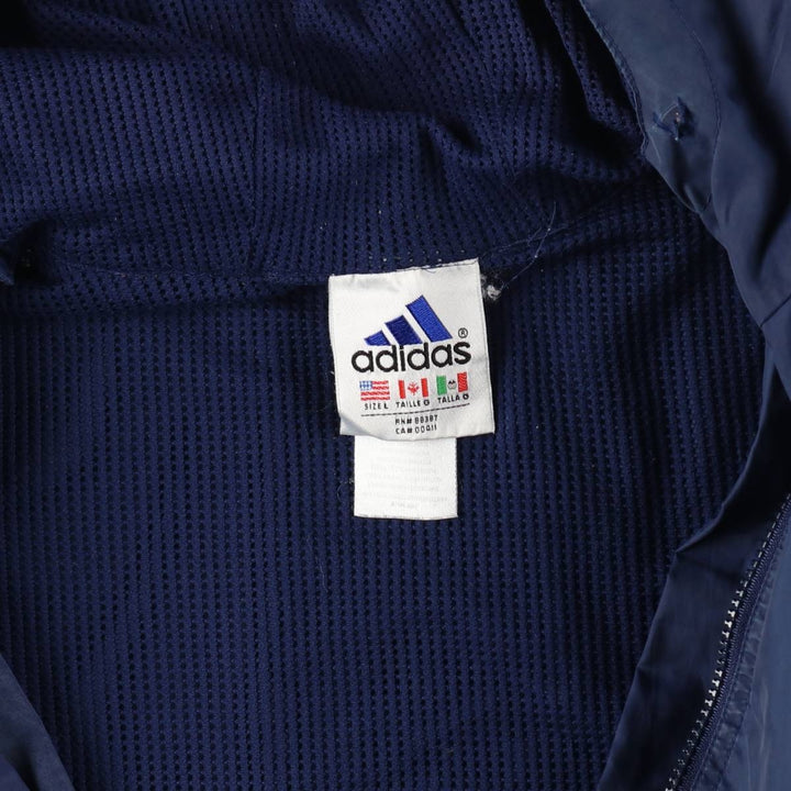 Vintage 90'S Adidas nylon hoodie, size L, men's Nylon navy blue type Vintage Second Hand