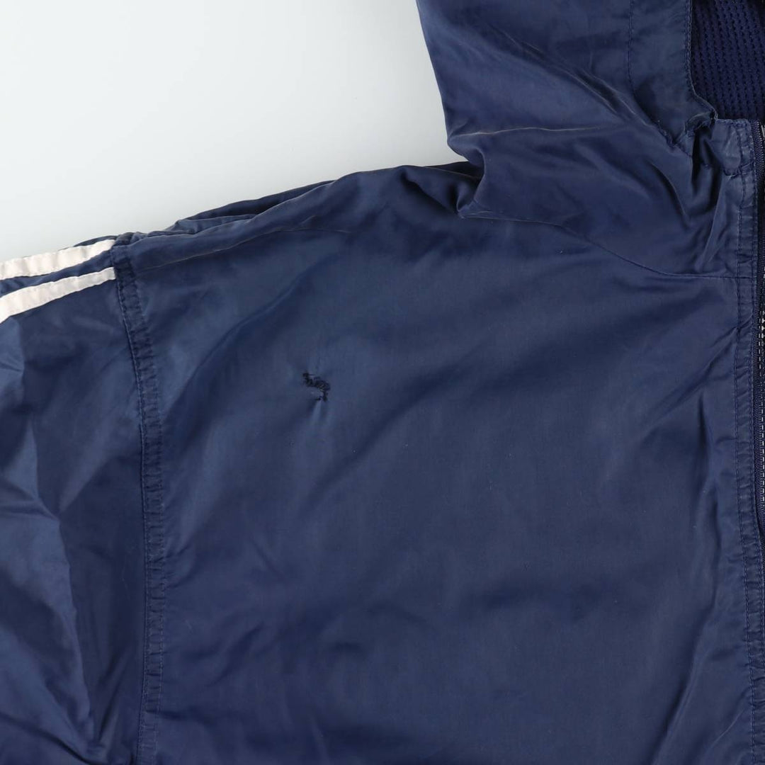 Vintage 90'S Adidas nylon hoodie, size L, men's Nylon navy blue type Vintage Second Hand
