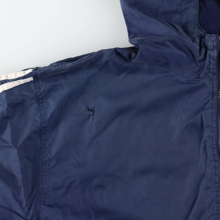 Vintage 90'S Adidas nylon hoodie, size L, men's Nylon navy blue type Vintage Second Hand