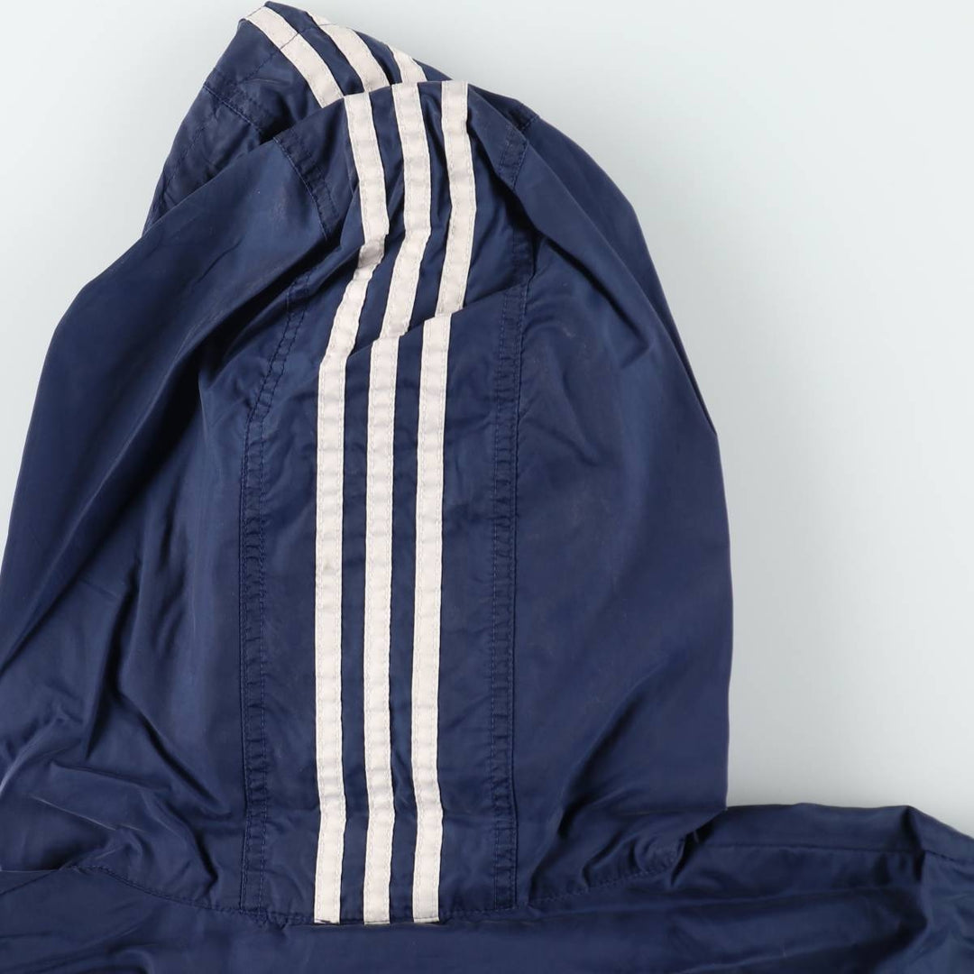 Vintage 90'S Adidas nylon hoodie, size L, men's Nylon navy blue type Vintage Second Hand
