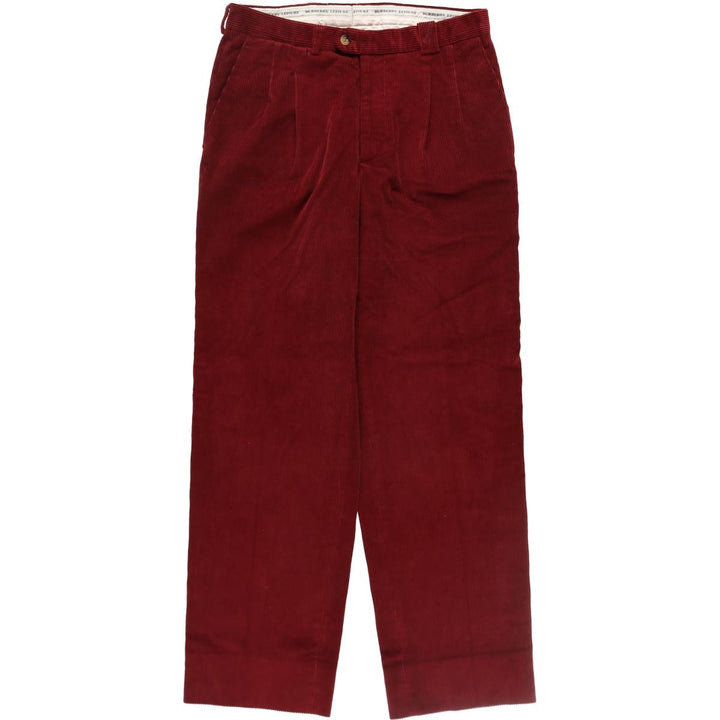 Burberry's London Leisure Two-Pleated Corduroy Pants, Men's, Size W31 cotton red type Vintage Second Hand