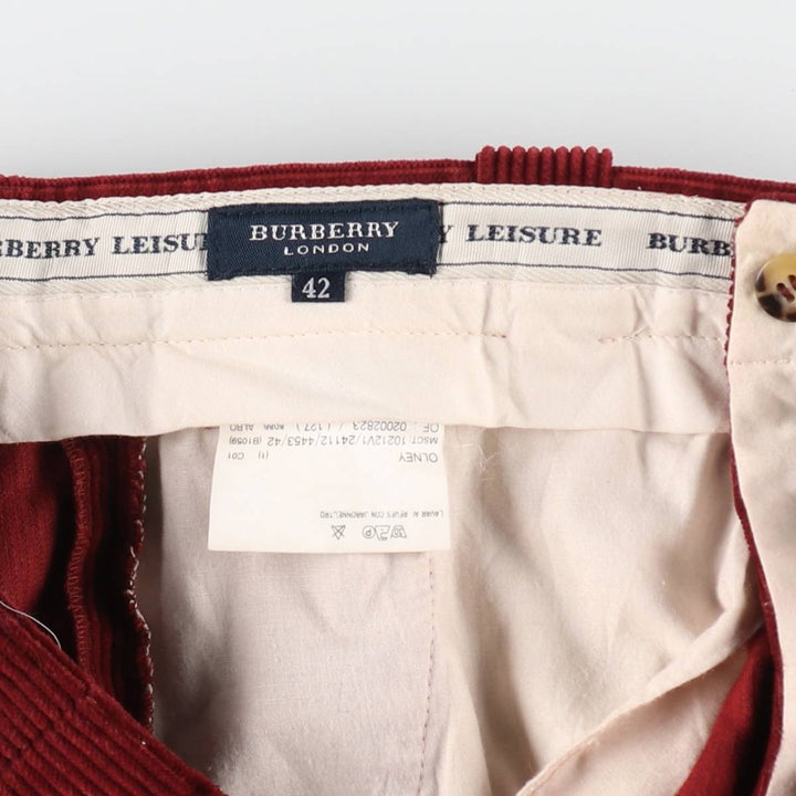 Burberry's London Leisure Two-Pleated Corduroy Pants, Men's, Size W31 cotton red type Vintage Second Hand