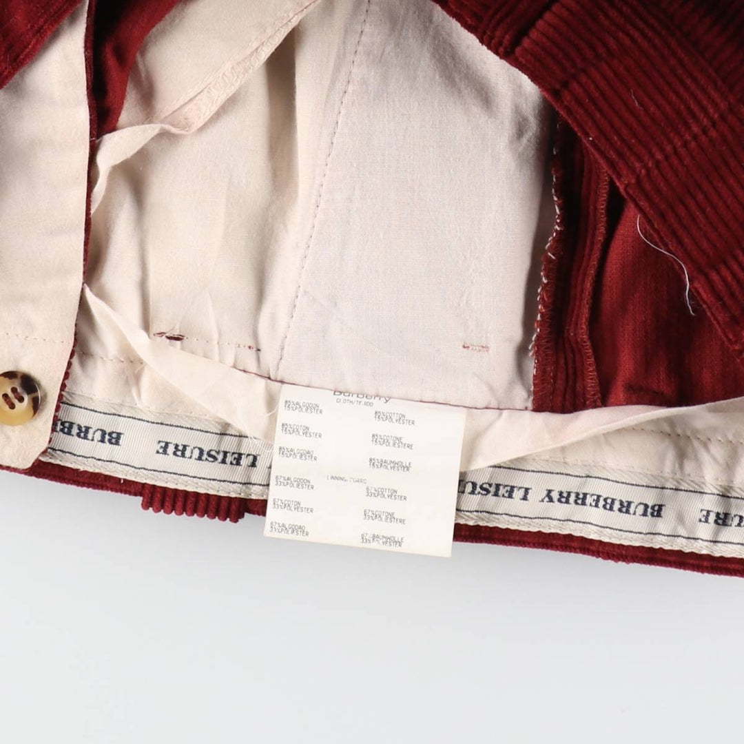 Burberry's London Leisure Two-Pleated Corduroy Pants, Men's, Size W31 cotton red type Vintage Second Hand