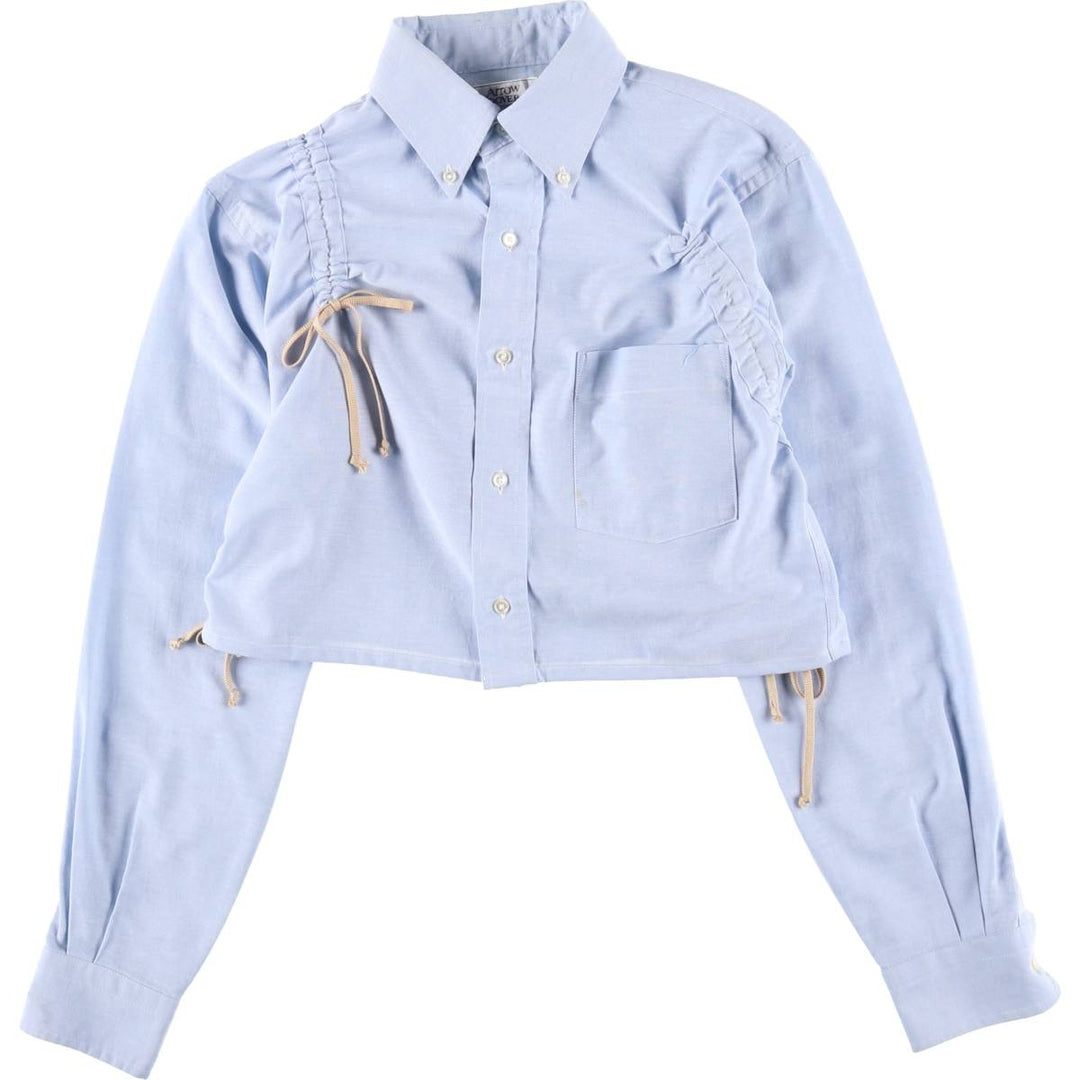 90'S Elulu Original Remake Asymmetrical Gathered Shirt, Long Sleeve Button-Down Shirt, Made in USA, Women's Size Small cotton Blue type light blue Vintage Second Hand