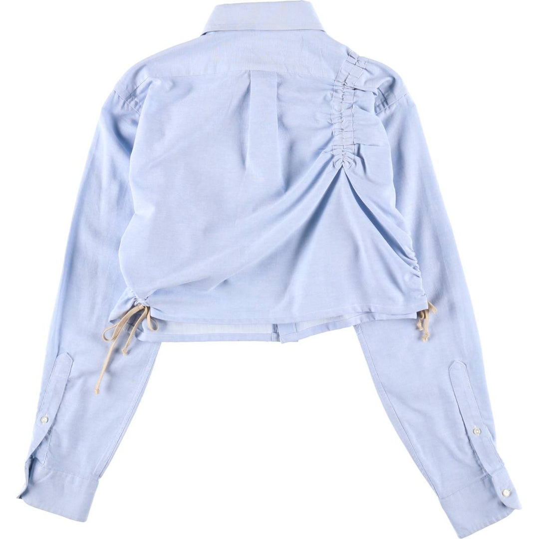 90'S Elulu Original Remake Asymmetrical Gathered Shirt, Long Sleeve Button-Down Shirt, Made in USA, Women's Size Small cotton Blue type light blue Vintage Second Hand