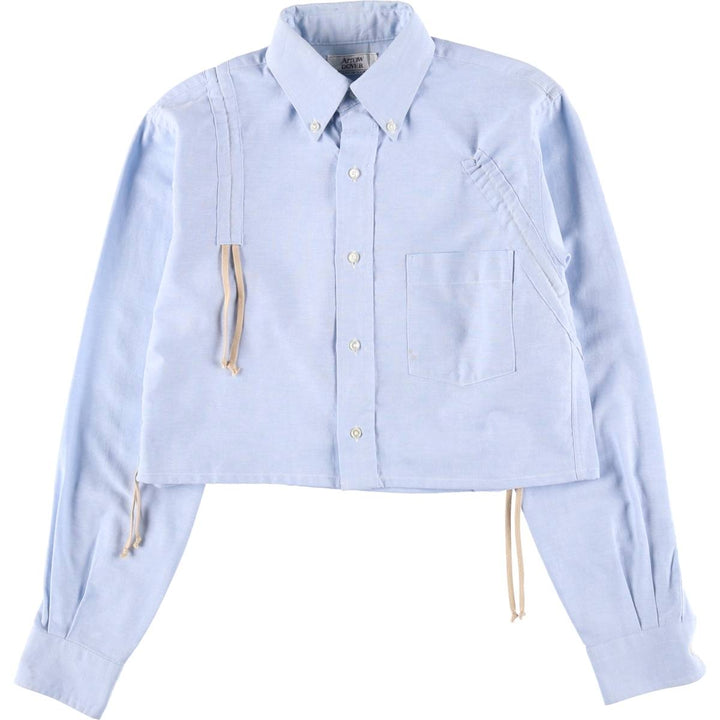 90'S Elulu Original Remake Asymmetrical Gathered Shirt, Long Sleeve Button-Down Shirt, Made in USA, Women's Size Small cotton Blue type light blue Vintage Second Hand