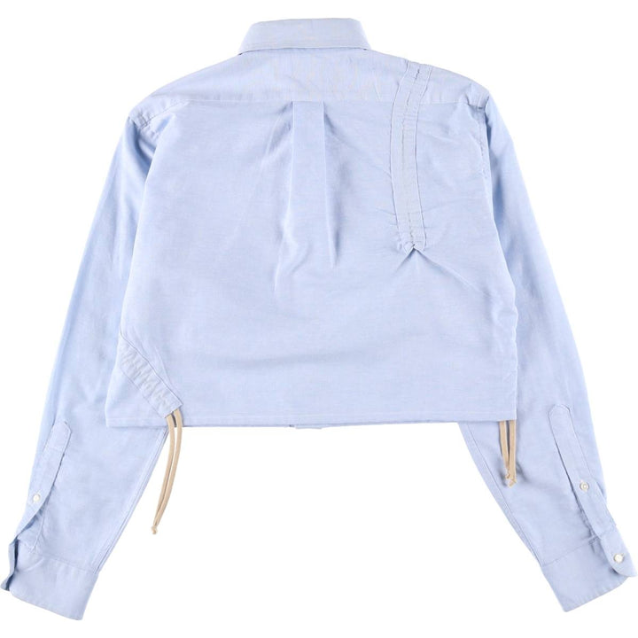 90'S Elulu Original Remake Asymmetrical Gathered Shirt, Long Sleeve Button-Down Shirt, Made in USA, Women's Size Small cotton Blue type light blue Vintage Second Hand