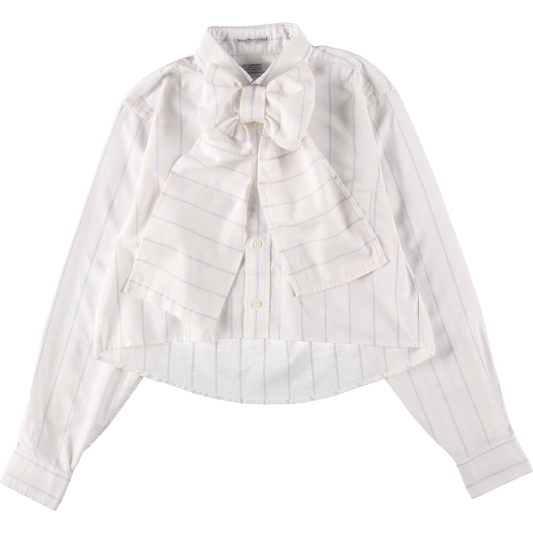Elulu Original Remake Big Ribbon Shirt, Long Sleeve Button-Down Striped Shirt, Made in USA, Women's Size M cotton white type Vintage Second Hand