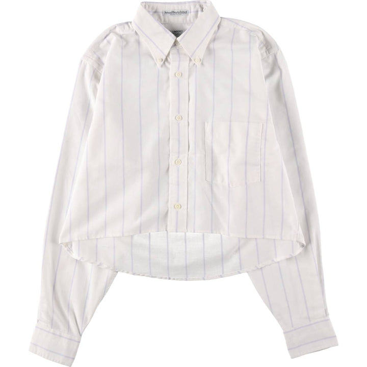 Elulu Original Remake Big Ribbon Shirt, Long Sleeve Button-Down Striped Shirt, Made in USA, Women's Size M cotton white type Vintage Second Hand