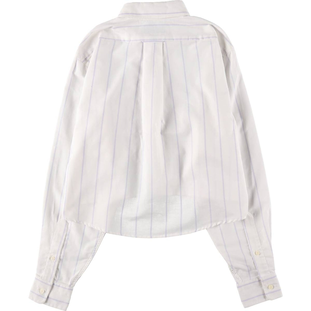 Elulu Original Remake Big Ribbon Shirt, Long Sleeve Button-Down Striped Shirt, Made in USA, Women's Size M cotton white type Vintage Second Hand