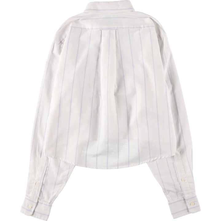 Elulu Original Remake Big Ribbon Shirt, Long Sleeve Button-Down Striped Shirt, Made in USA, Women's Size M cotton white type Vintage Second Hand