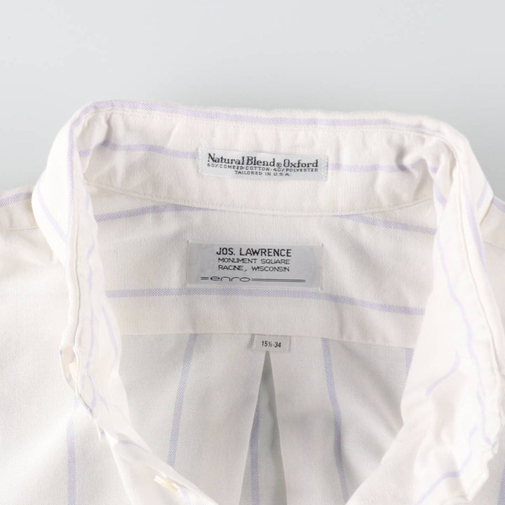 Elulu Original Remake Big Ribbon Shirt, Long Sleeve Button-Down Striped Shirt, Made in USA, Women's Size M cotton white type Vintage Second Hand