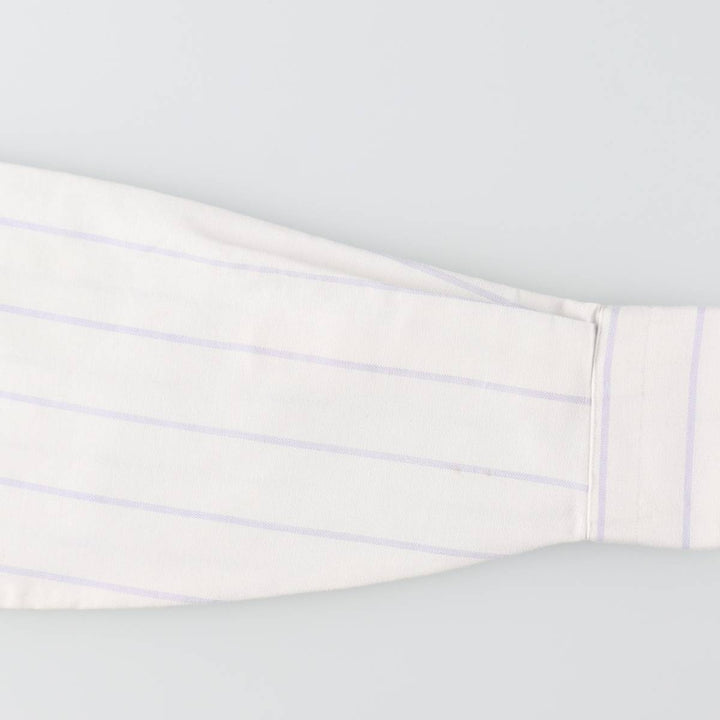 Elulu Original Remake Big Ribbon Shirt, Long Sleeve Button-Down Striped Shirt, Made in USA, Women's Size M cotton white type Vintage Second Hand