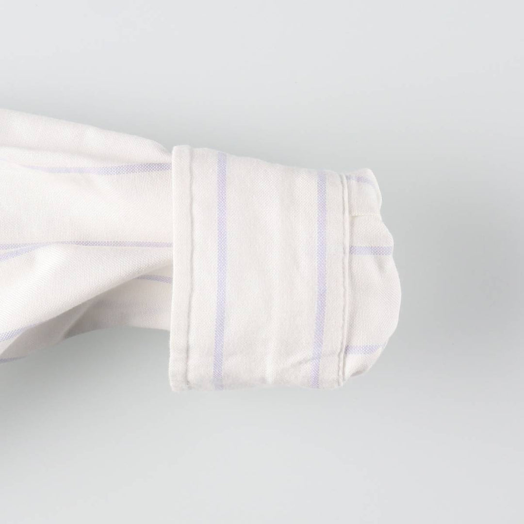 Elulu Original Remake Big Ribbon Shirt, Long Sleeve Button-Down Striped Shirt, Made in USA, Women's Size M cotton white type Vintage Second Hand