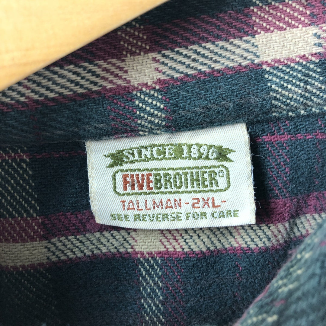 Five Brother Long Sleeve Heavy Flannel Check Shirt Men's XXL /eaa513242