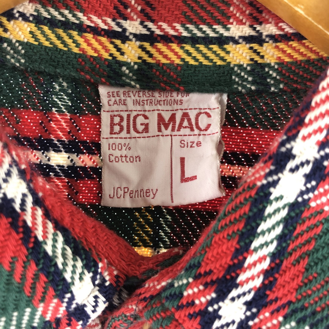 70'S JCPenney BIG MAC Long Sleeve Flannel Check Shirt Men's Size L Vintage /eaa513243