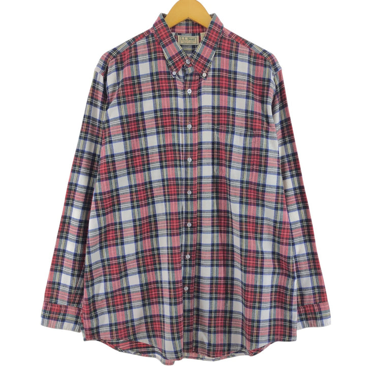 LLBean Long Sleeve Button-Down Check Shirt Made in USA Men's XL cotton red type Vintage Second Hand