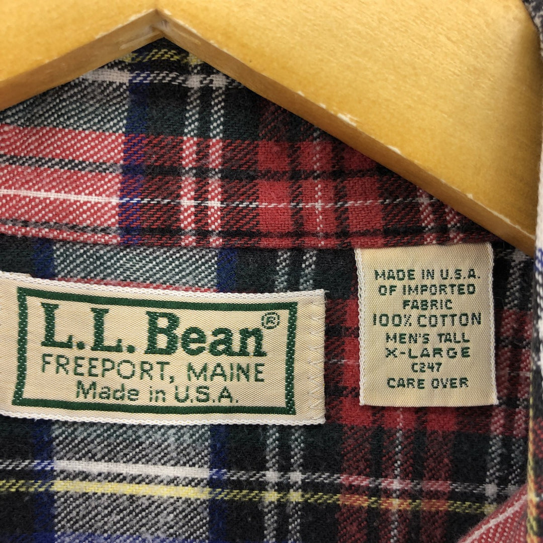 LLBean Long Sleeve Button-Down Check Shirt Made in USA Men's XL cotton red type Vintage Second Hand