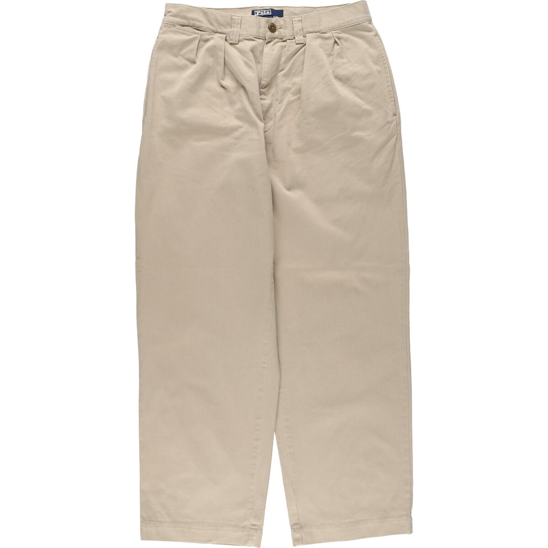 Ralph Lauren POLO by Ralph Lauren STANTON PANT, two-pleat chino pants, men's size W33. cotton Beige type Vintage Second Hand
