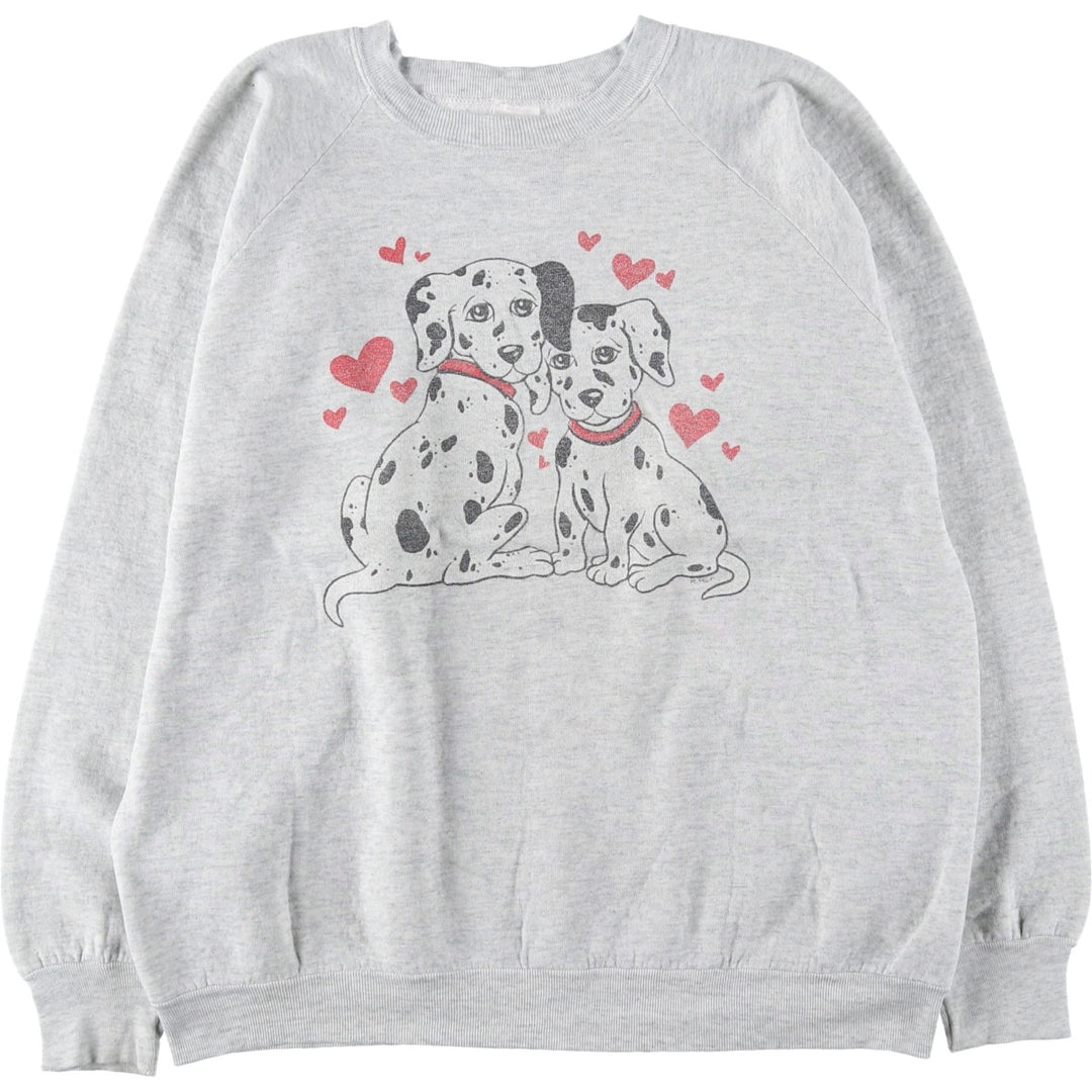 90'S Fruit of the Loom Dog Print Animal Sweatshirt, Made in USA, Women's Size XL (Equivalent), Vintage cotton gray type Vintage Second Hand