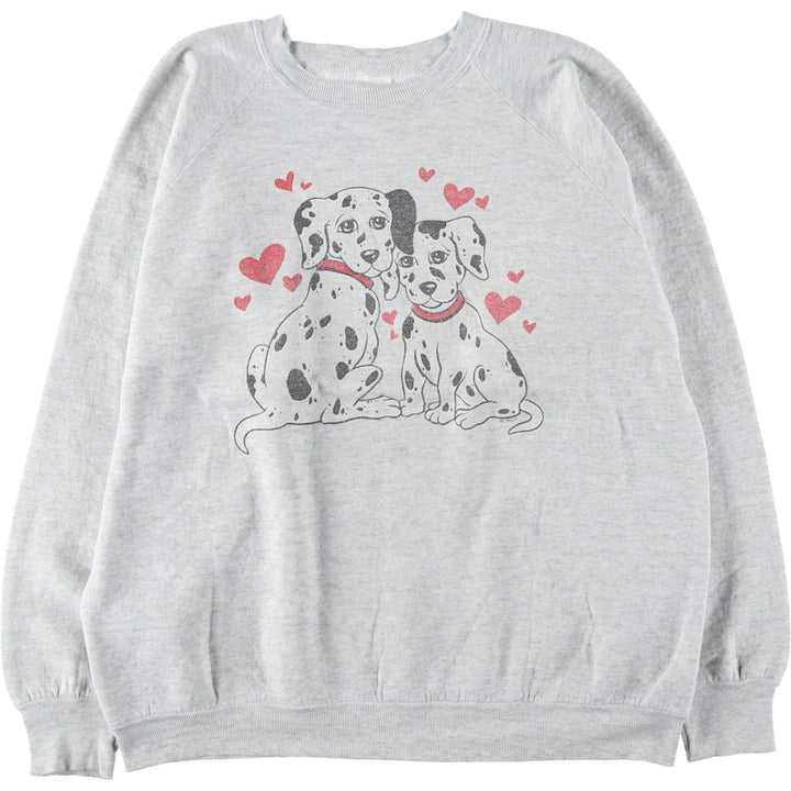 90'S Fruit of the Loom Dog Print Animal Sweatshirt, Made in USA, Women's Size XL (Equivalent), Vintage cotton gray type Vintage Second Hand