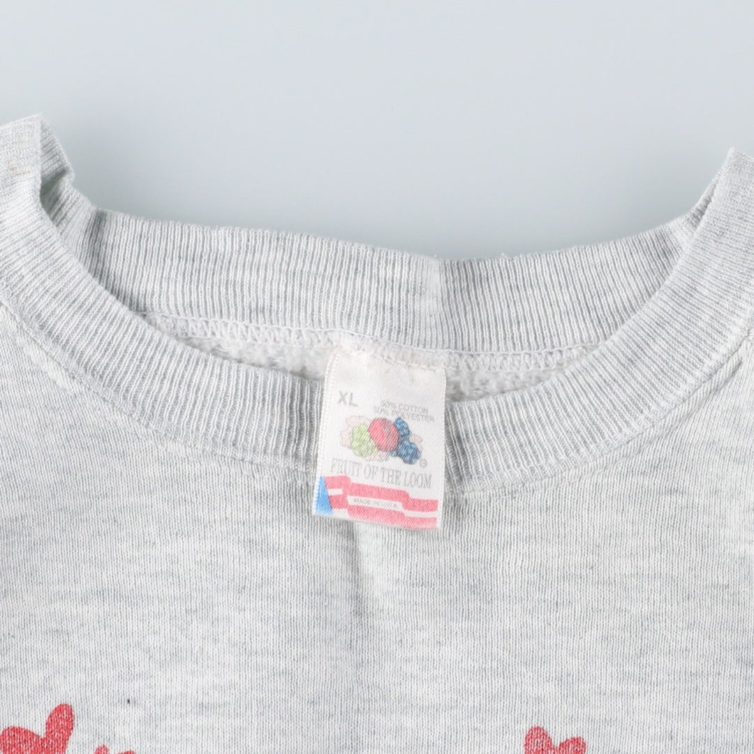 90'S Fruit of the Loom Dog Print Animal Sweatshirt, Made in USA, Women's Size XL (Equivalent), Vintage cotton gray type Vintage Second Hand