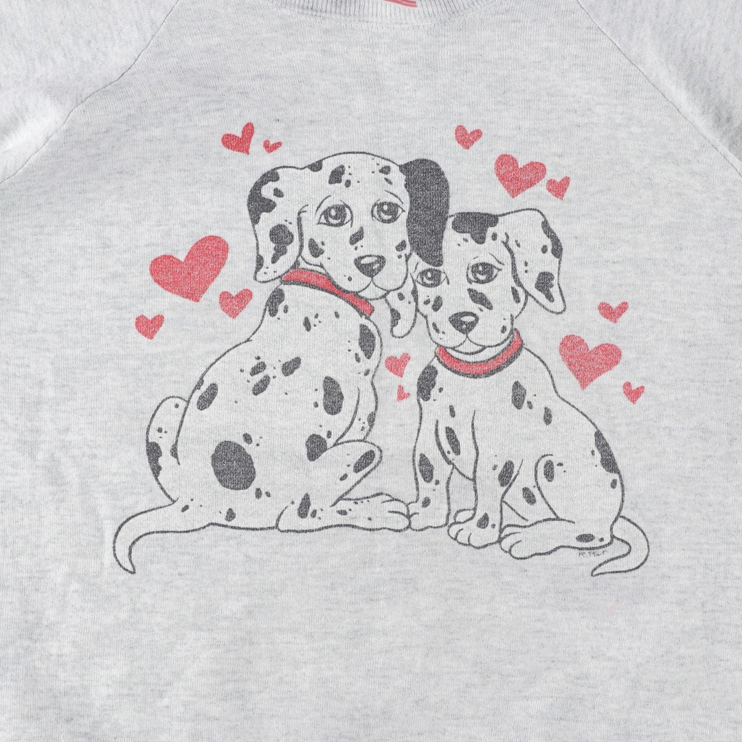 90'S Fruit of the Loom Dog Print Animal Sweatshirt, Made in USA, Women's Size XL (Equivalent), Vintage cotton gray type Vintage Second Hand