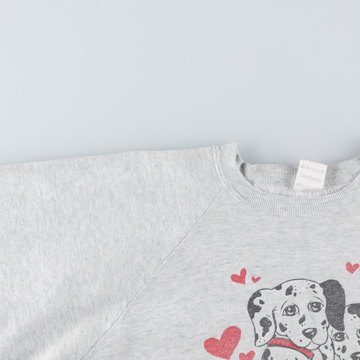 90'S Fruit of the Loom Dog Print Animal Sweatshirt, Made in USA, Women's Size XL (Equivalent), Vintage cotton gray type Vintage Second Hand