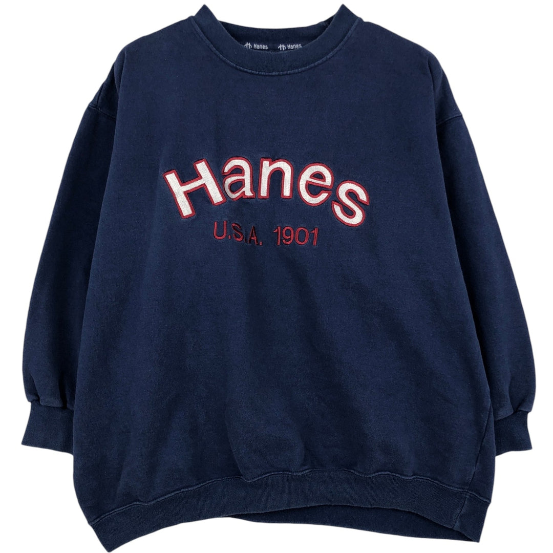 Hanes sweatshirt, women's size XL (approx.) cotton navy blue type Vintage Second Hand