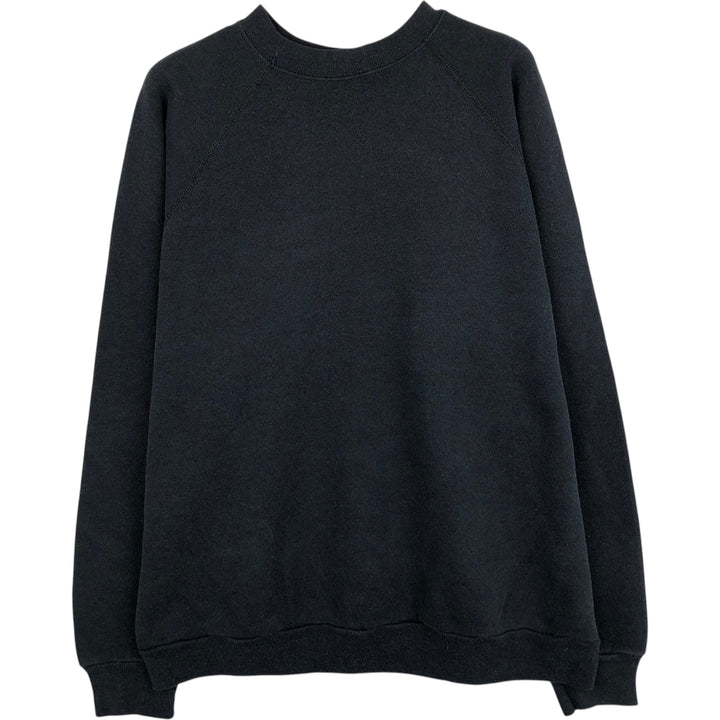 80'S Tultex Plain Blank Sweatshirt, Made in USA, Men's XL equivalent, Vintage, Raglan Sleeves acrylic black type Vintage Second Hand