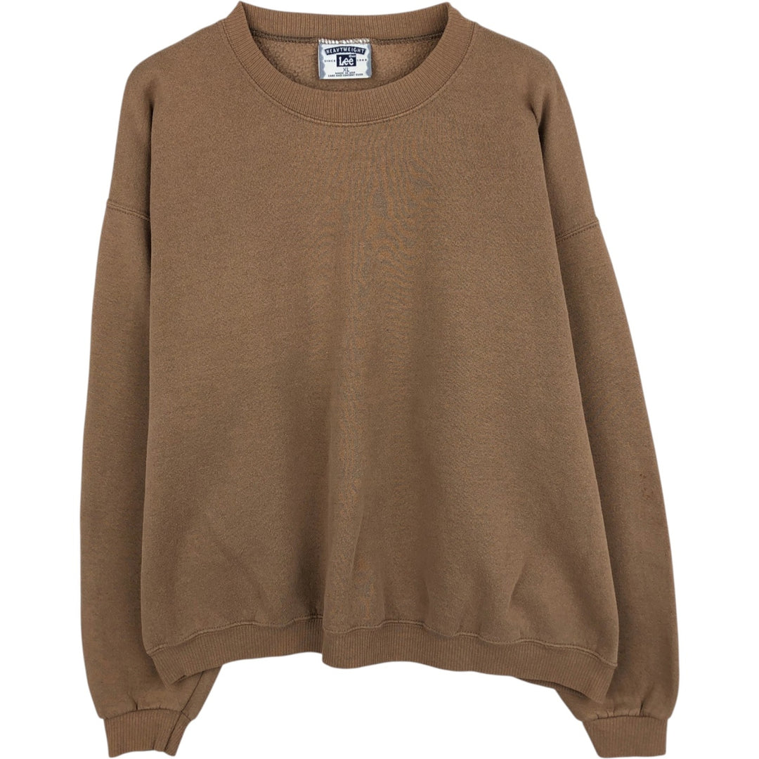 Vintage 90'S Lee Heavyweight Blank Sweatshirt, Made in USA, Men's Size XL cotton beige type brown Vintage Second Hand