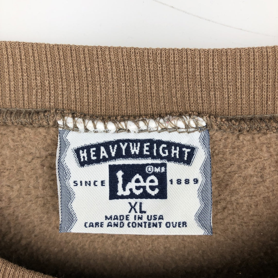 Vintage 90'S Lee Heavyweight Blank Sweatshirt, Made in USA, Men's Size XL cotton beige type brown Vintage Second Hand
