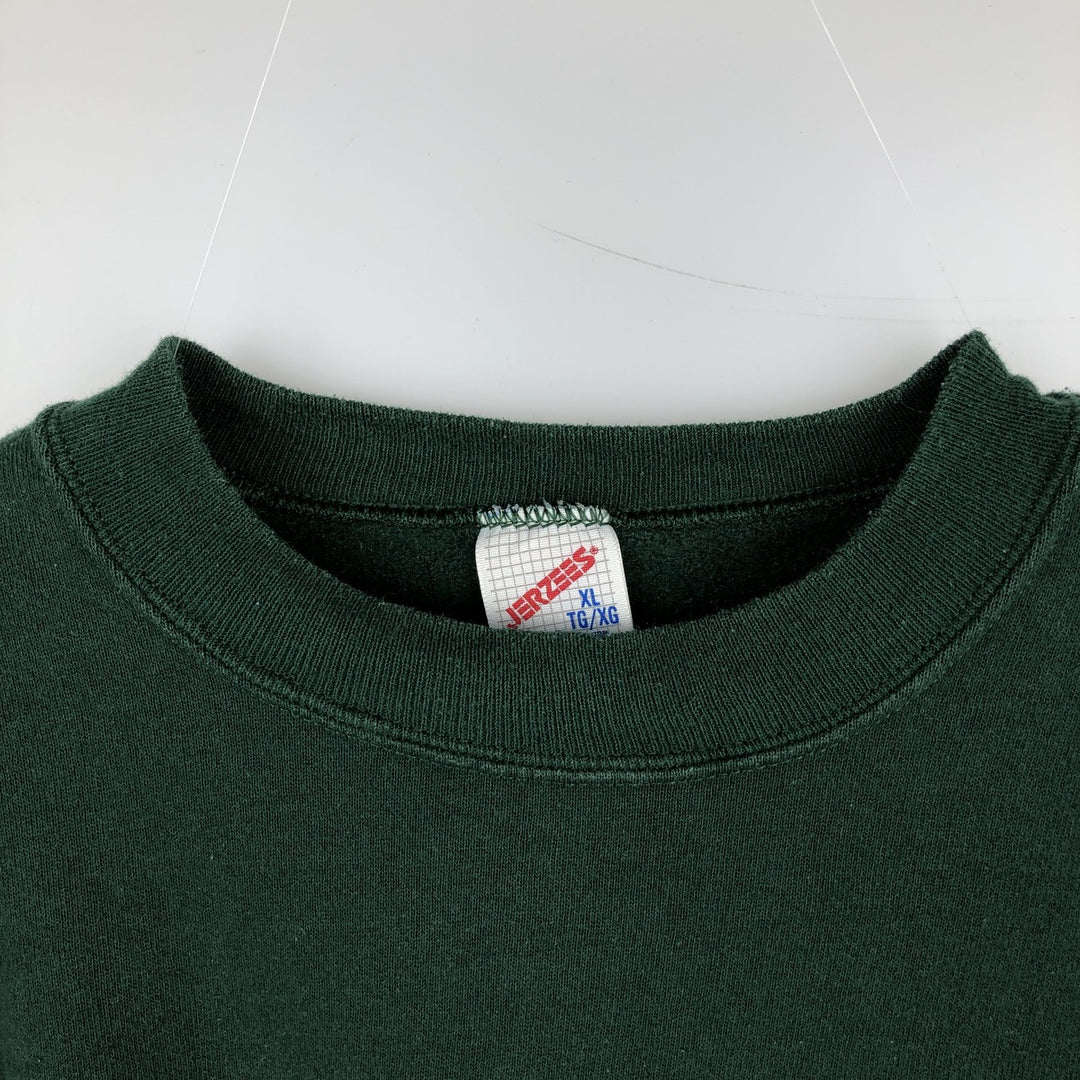 90'S Jerzees Plain Blank Sweatshirt Trainer Made in USA Men's XL Vintage cotton Green type dark green Vintage Second Hand