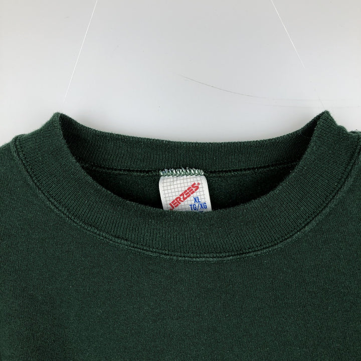 90'S Jerzees Plain Blank Sweatshirt Trainer Made in USA Men's XL Vintage cotton Green type dark green Vintage Second Hand