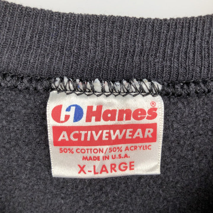 Vintage 90'S Hanes ACTIVEWEAR plain blank sweatshirt, made in the USA, men's size XL cotton black type Vintage Second Hand