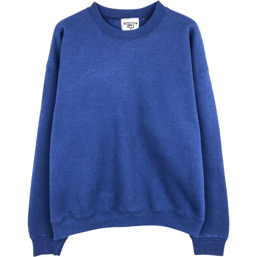 Vintage 90'S Lee Heavyweight Blank Sweatshirt, Made in USA, Men's Size L cotton blue type Vintage Second Hand