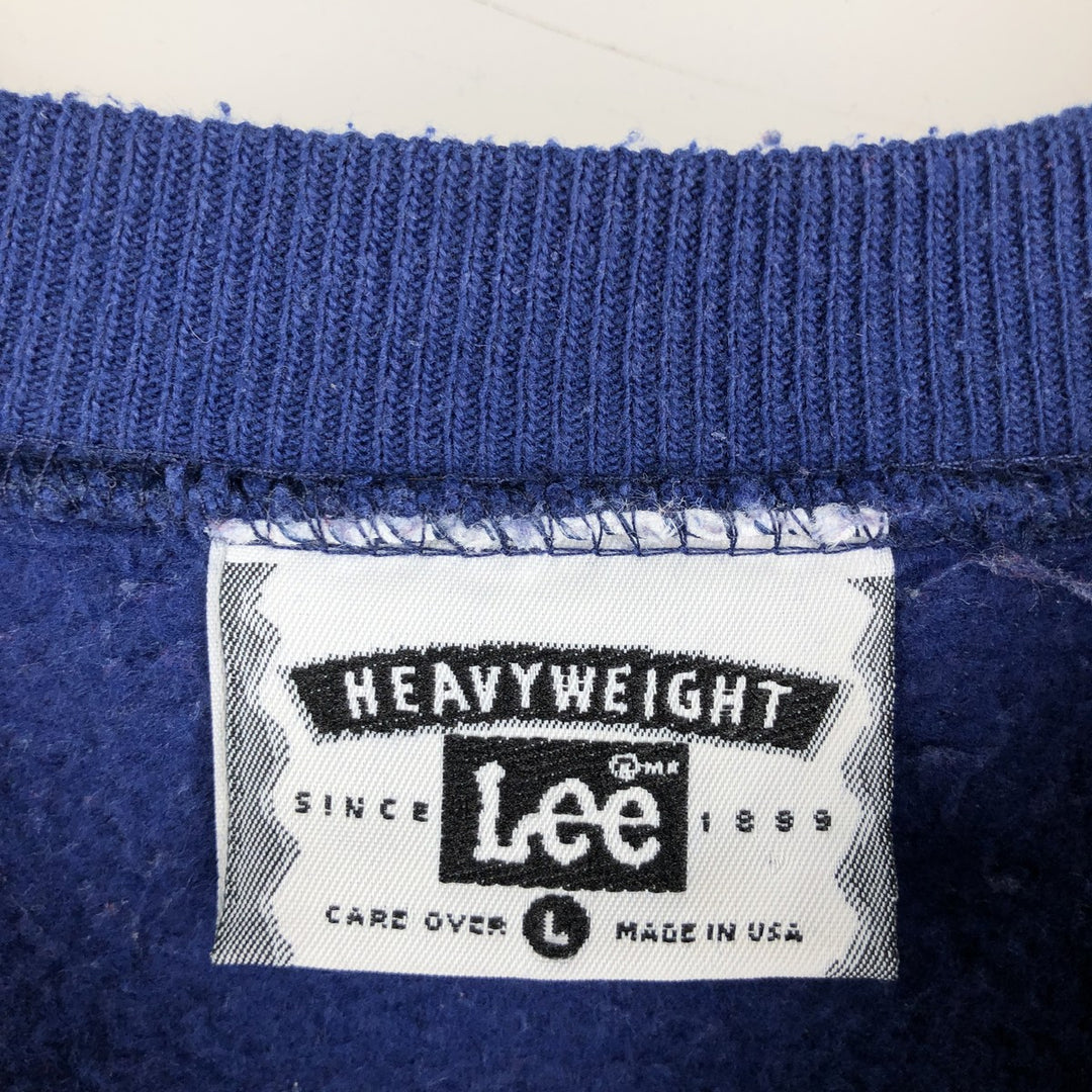 Vintage 90'S Lee Heavyweight Blank Sweatshirt, Made in USA, Men's Size L cotton blue type Vintage Second Hand