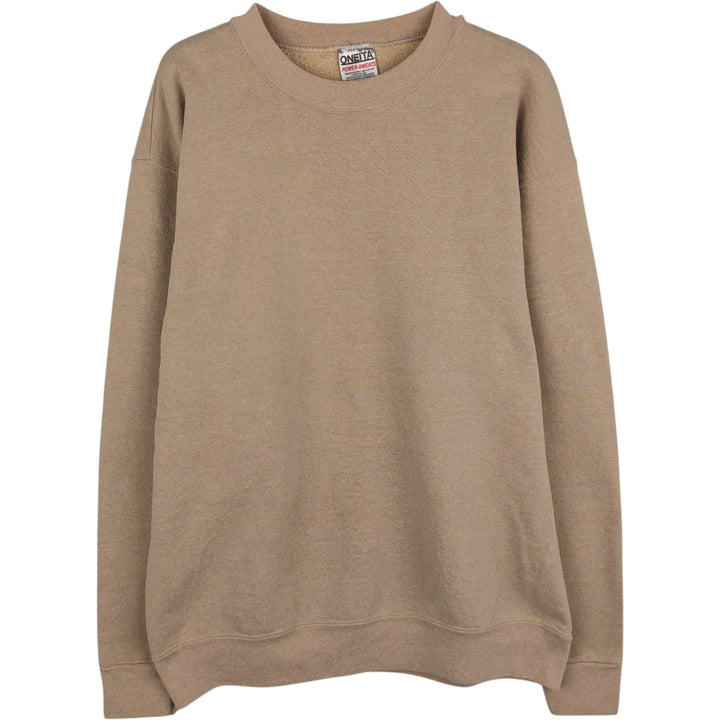 90'S Oneita Power-Sweats plain blank sweatshirt, made in the USA, men's size L, vintage polyester Beige type Vintage Second Hand