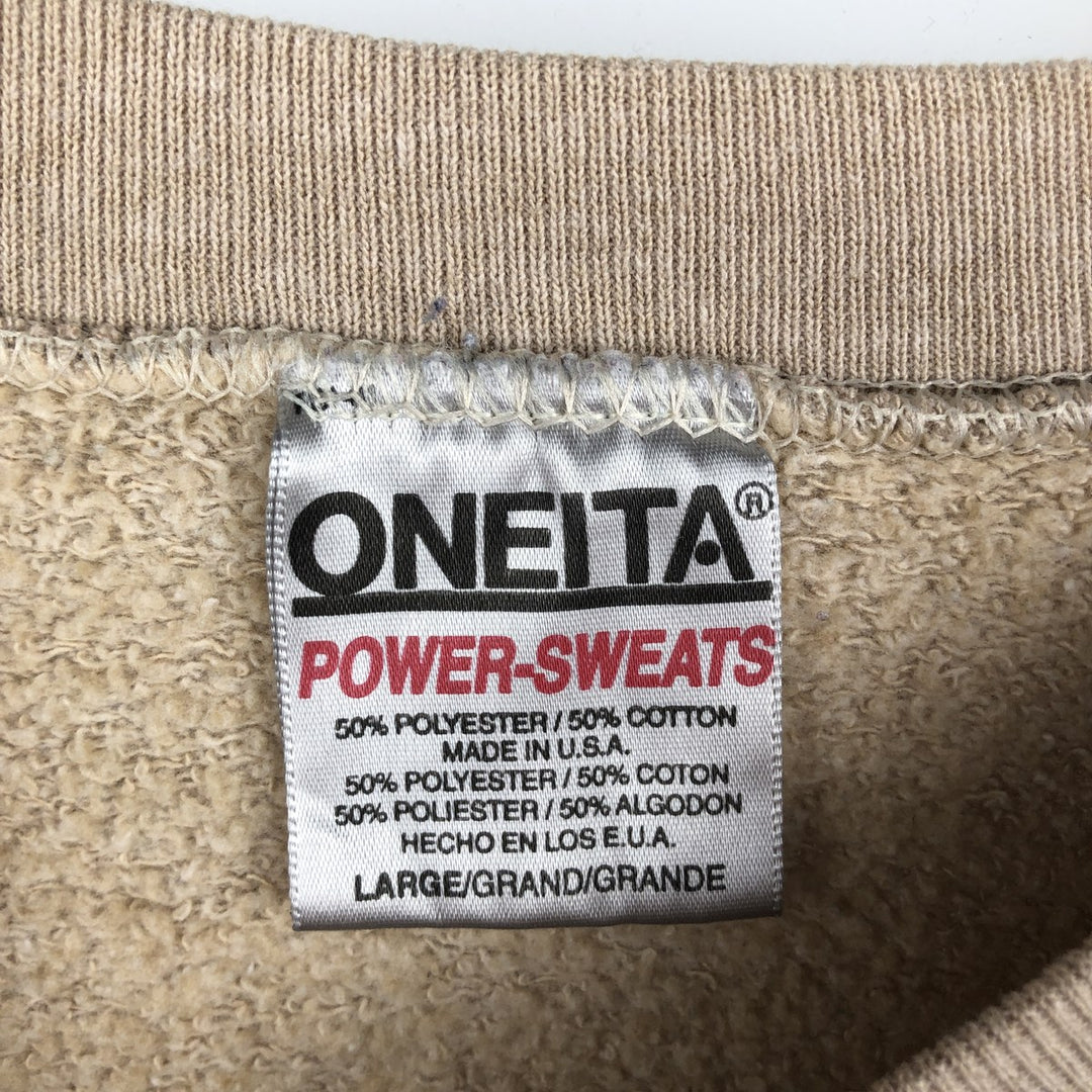 90'S Oneita Power-Sweats plain blank sweatshirt, made in the USA, men's size L, vintage polyester Beige type Vintage Second Hand