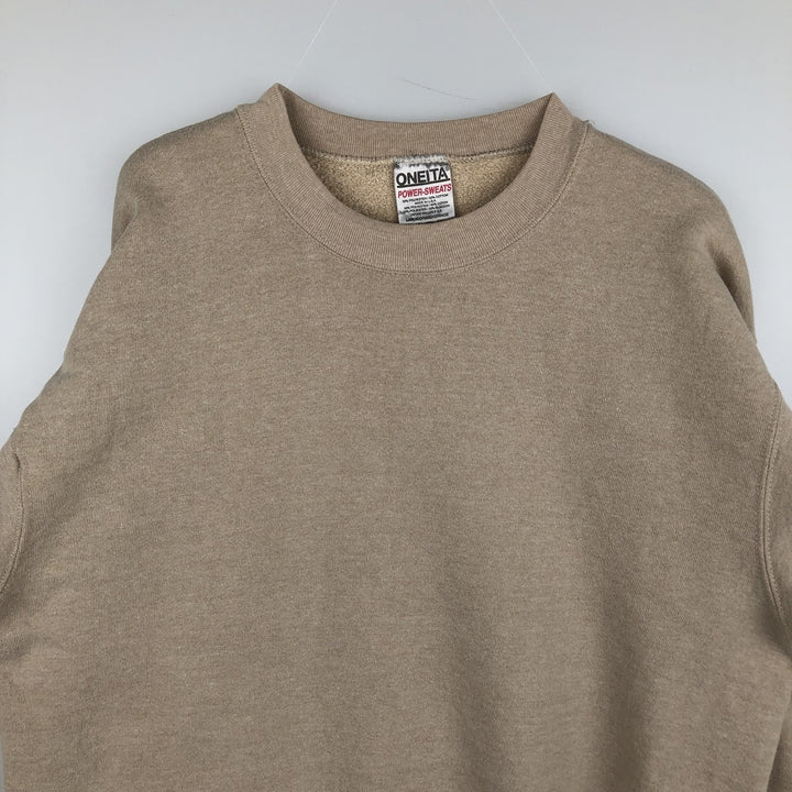 90'S Oneita Power-Sweats plain blank sweatshirt, made in the USA, men's size L, vintage polyester Beige type Vintage Second Hand
